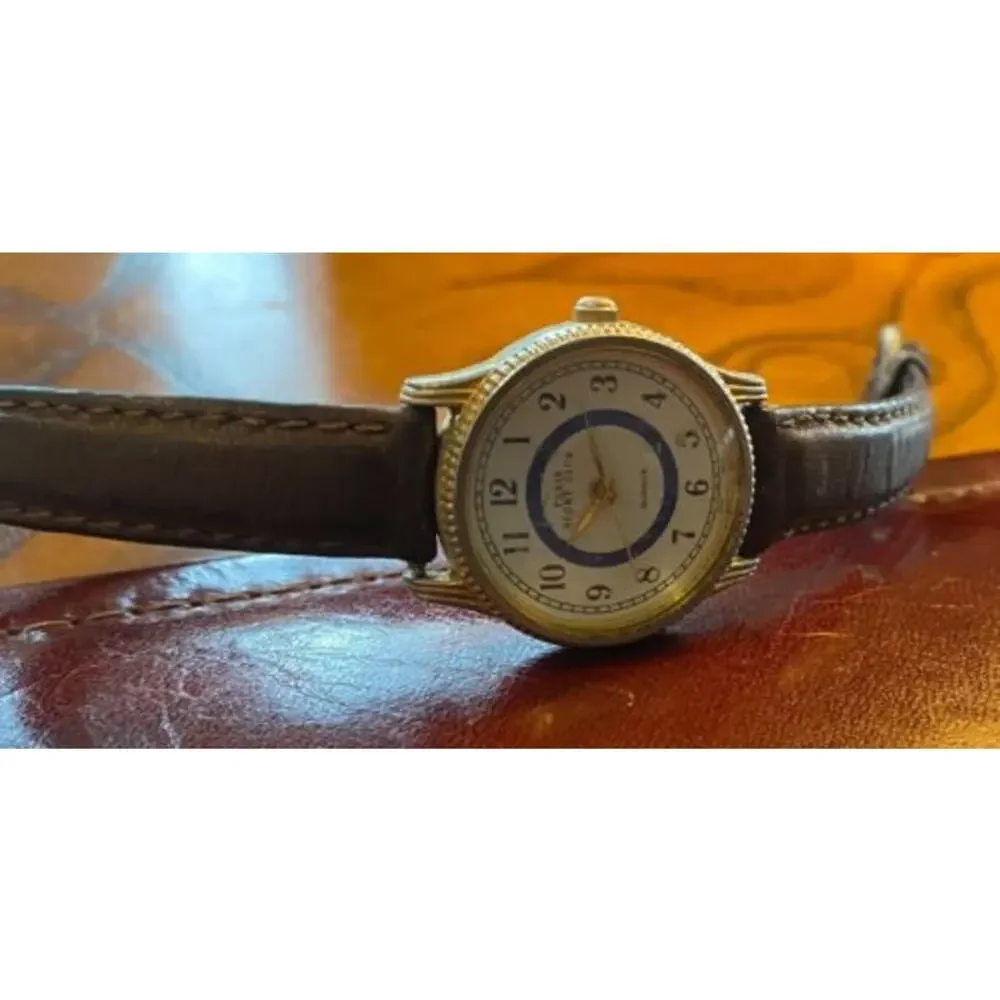 Women's 25mm Gold Tone Paris Sport Club Watch, Brown Band